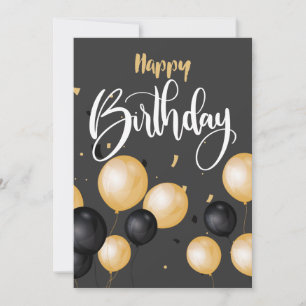 Black Luxury Happy Birthday Card Dankeskarte