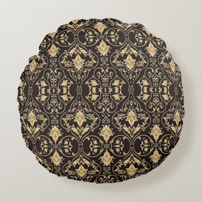 Black Luxury Patter Rundes Kissen (Vorderseite)