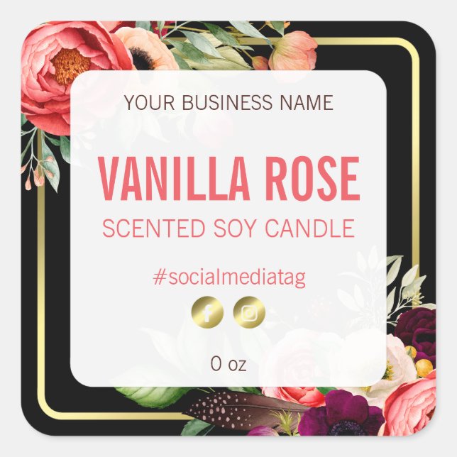 Black Luxury Product Labels Quadratischer Aufkleber (Vorderseite)