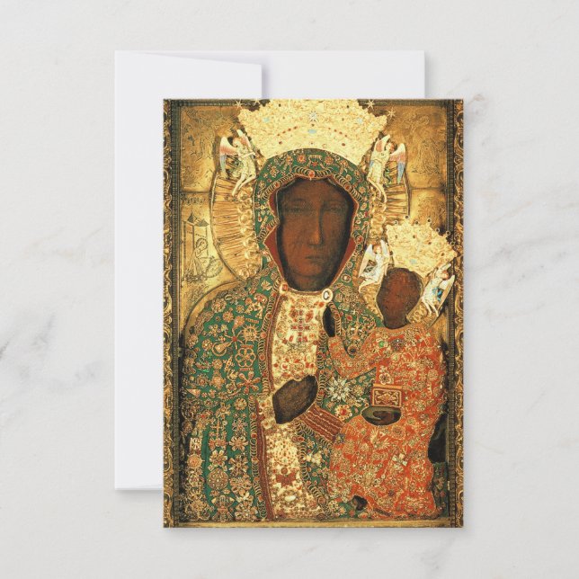 Black Madonna and Child Our Lady Czestochowa Dankeskarte (Vorderseite)