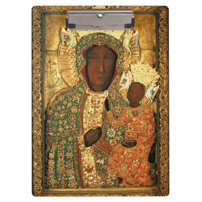 Black Madonna and Child Our Lady Czestochowa Klemmbrett (Vorderseite)
