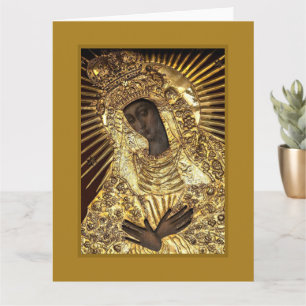 BLACK MADONNA in Golden Riza Oklad Revetage  Karte
