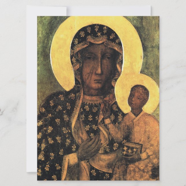Black Madonna Jungfrau Mary Icon Polen Unsere Lady Karte (Vorderseite)
