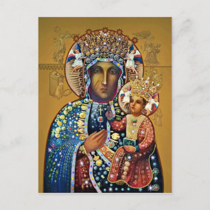 Black Madonna Jungfrau Mary Katholic Oldest Gebet Postkarte
