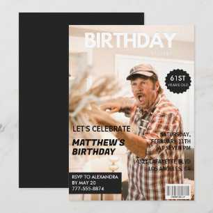 Black Magazine Cover Foto 61. Geburtstag Einladung