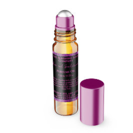 Black Magenta Glitzer Parfümerrolle Flaschenetiket Quadratischer Aufkleber