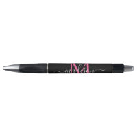 Black Magenta Pink Monogram Script Name Stilvoll