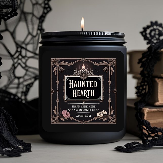 Black Magic Gothic Candle Label | Custom Halloween Quadratischer Aufkleber (Von Creator hochgeladen)
