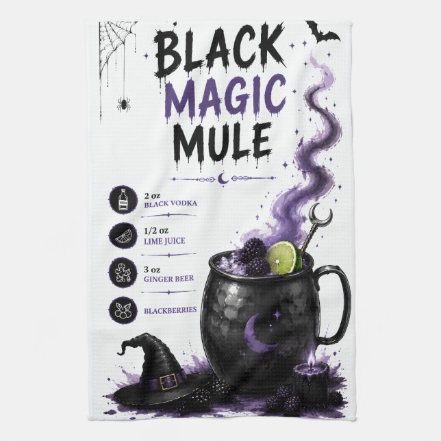 Black Magic Mule Halloween Rezept Geschirrtuch (Vertikal)