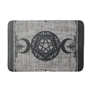 Black Magic Triple Moon Pentagramm Vintag Wiccan Badematte