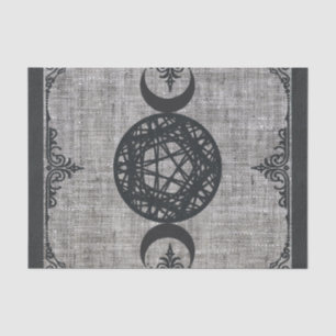 Black Magic Triple Moon Pentagramm Vintag Wiccan Seidenpapier