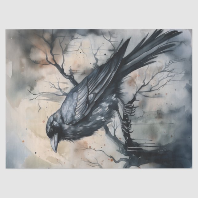 Black Majestic Raven Seidenpapier (Vorderseite)