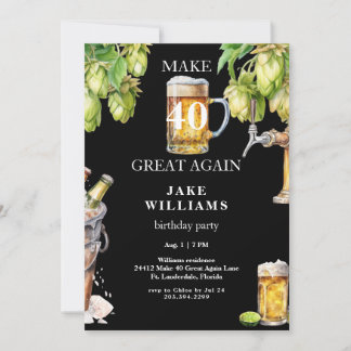 Black Make 40 Great Again Ber Birthday Party Einladung