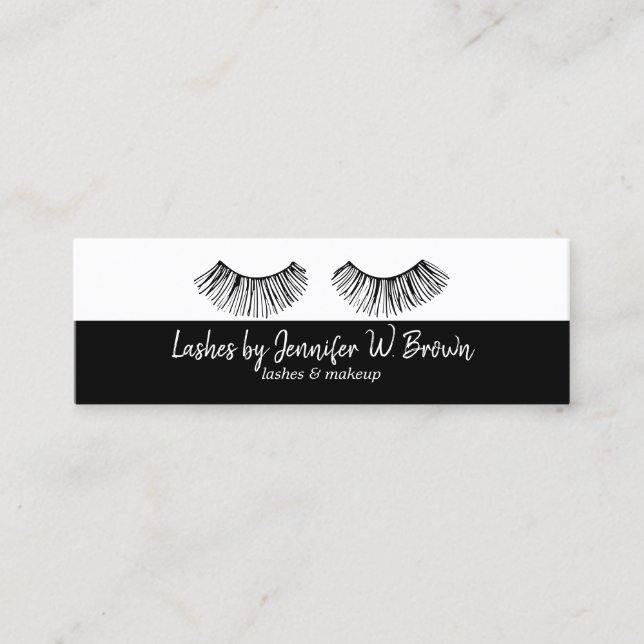 Black Makeup Artist Beauty Lashes Mini Visitenkarte (Vorderseite)