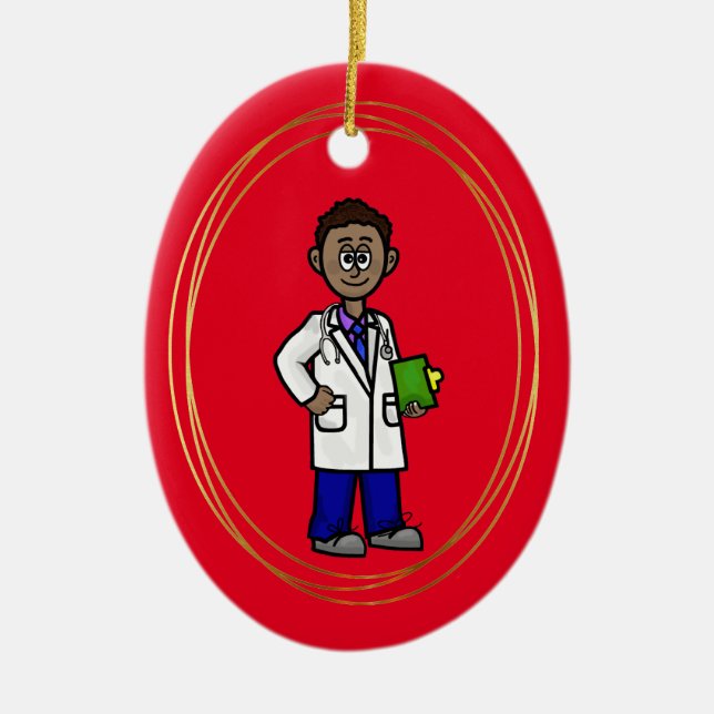 Black Male Doctor Weihnachtsschmuck (Vorne)