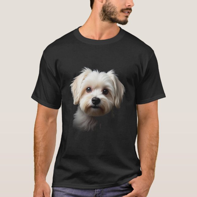 Black Maltese Dog Maltese Face  T-Shirt (Vorderseite)