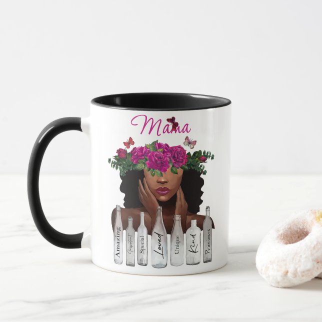 Black Mama Afro Woman Tasse (Mit Donut)