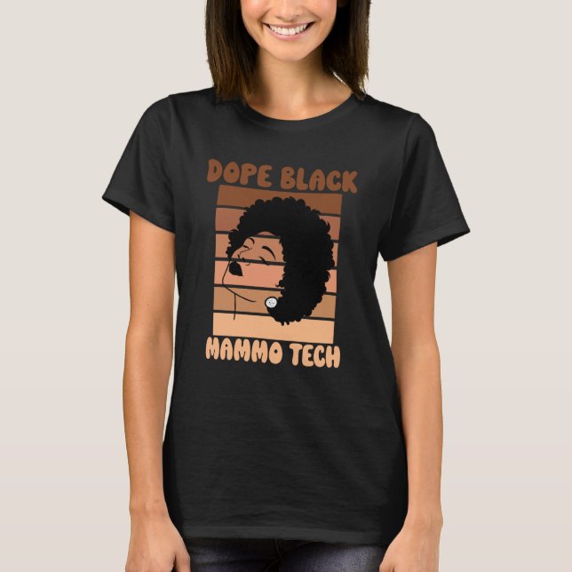 Black Mammo Tech Afro Mammographie Radiologic Tech T-Shirt (Vorderseite)