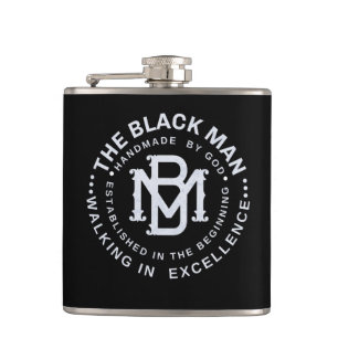 Black Man Emblem Whiskey Vinyl Wrapped Flask Flachmann