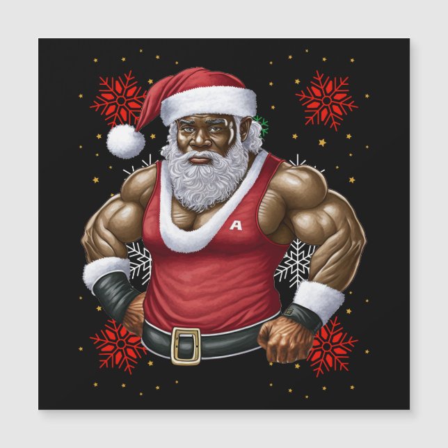Black Man Melanin Weihnachten Weihnachtsklaus Ugly Magnetkarte (Vorderseite)