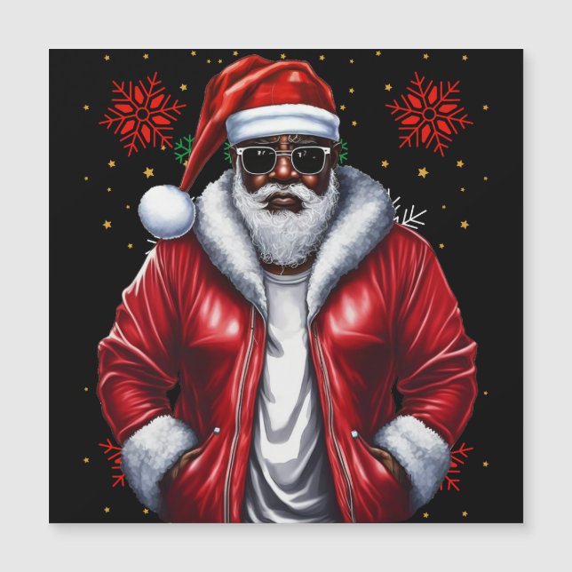 Black Man Melanin Weihnachten Weihnachtsklaus Ugly Magnetkarte (Vorderseite)