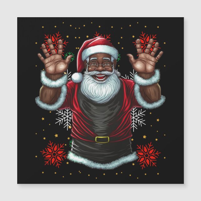 Black Man Melanin Weihnachten Weihnachtsklaus Ugly Magnetkarte (Vorderseite)