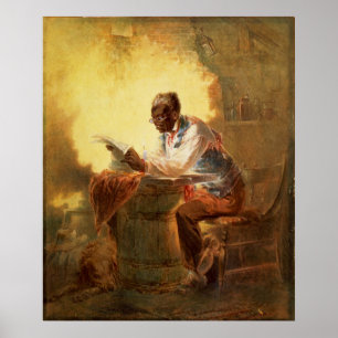 Black Man Reading Newspapier von Candlelight Poster