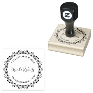 Black Mandala Border Custom Modern Typografy Gummistempel
