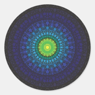 Black Mandala Design Runder Aufkleber