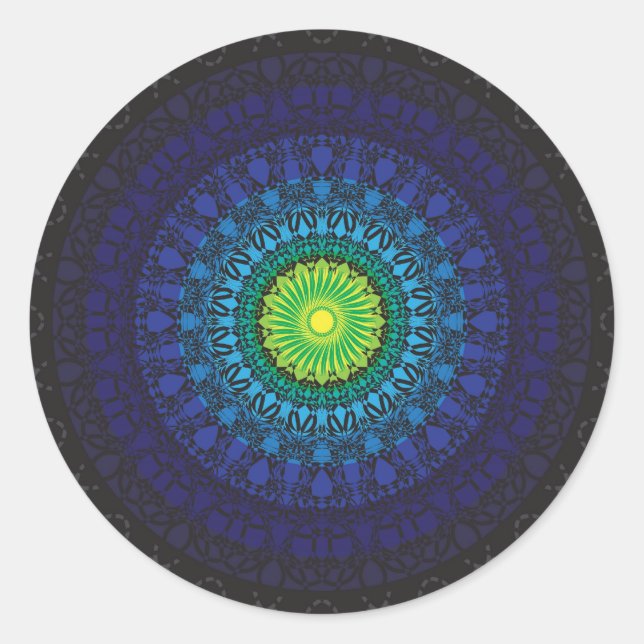 Black Mandala Design Runder Aufkleber (Vorderseite)