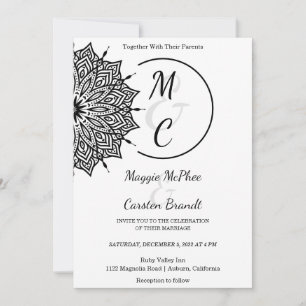Black Mandala Wedding Einladung