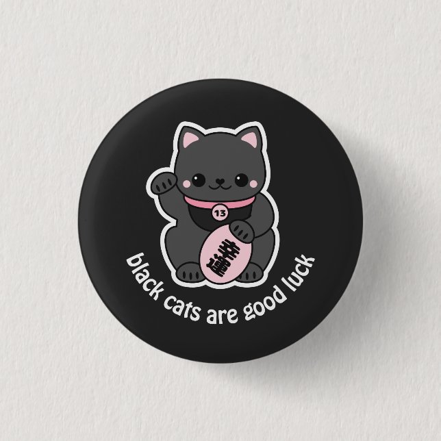 Black Maneki Neko Button (Vorderseite)