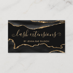 Black Marble Agate Classy Chic Lash Aftercare Visitenkarte