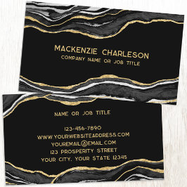 Black Marble Agate Geode Gold Glitzer Visitenkarte