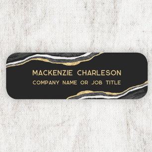 Black Marble Agate Gold Glitzer Business Namensschild