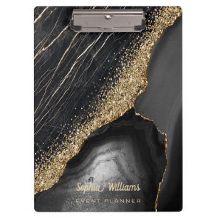 Black Marble Agate Klemmbrett