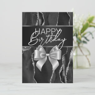 Black Marble & Bow Happy Birthday Card Einladung