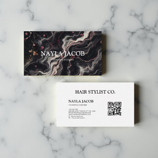Black Marble Gold Glitter & Eleganter Friseur Visitenkarte