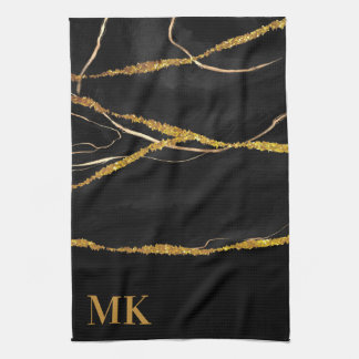Black Marble Gold Glitzer Geschirrtuch