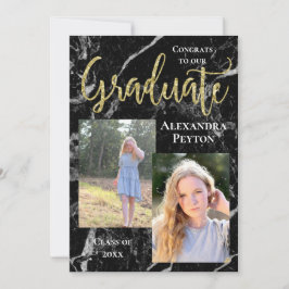 Black Marble Gold Script Foto Abschluss Einladung