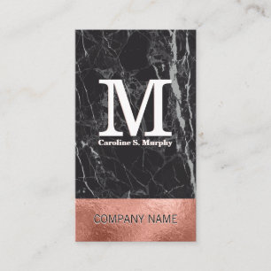 Black Marble Roségoldfolie Farbblock Visitenkarte