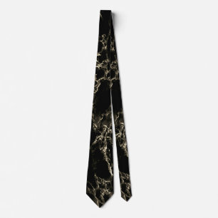 Black Marble Stone Neck Tie Golden Black Krawatte