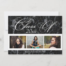 Black Marble Swirl 3-Foto Abschluss Ankündigung