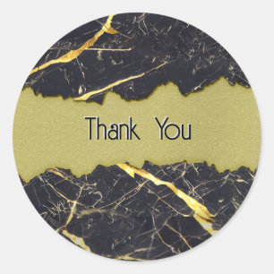 Black Marble und Imitate Gold Vielen Dank Runder Aufkleber