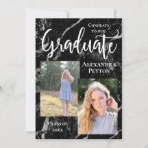 Black Marble White Script Foto Abschluss