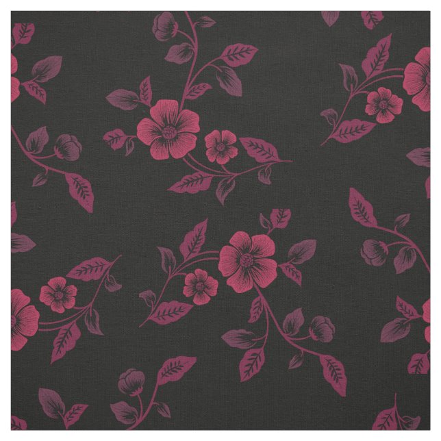 Black Maroon Dogwood Blume Gothic Stoff (Muster)