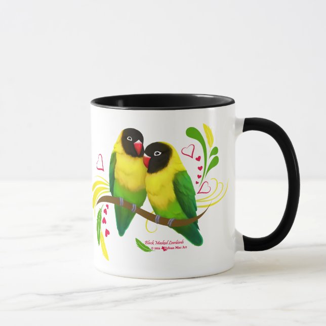Black Masked Lovebirds Tasse (Rechts)