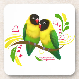 Black Masked Lovebirds Untersetzer