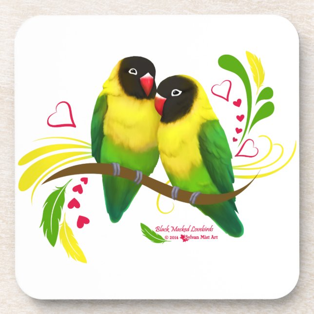 Black Masked Lovebirds Untersetzer (Vorderseite)