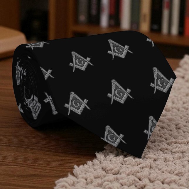 Black Masonic Mauerwerk Freemason Muster Krawatte (Von Creator hochgeladen)